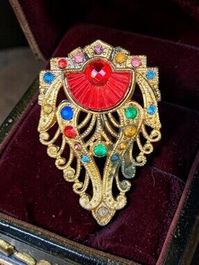 Antique Victorian Colorful Paste Stone Brooch